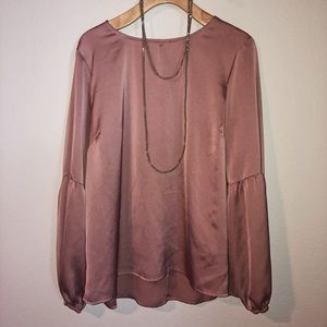 Bobeau | Rose Gold Bell Sleeve Top